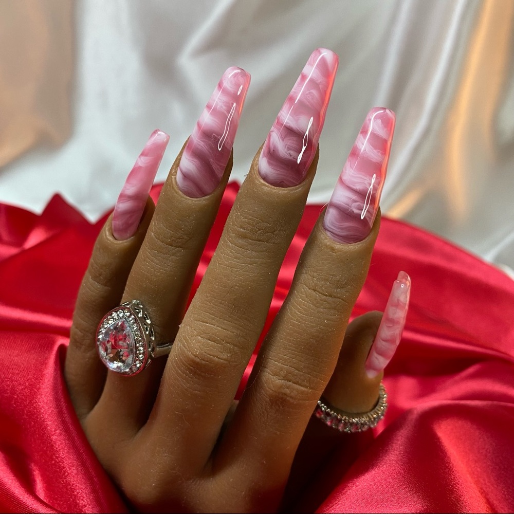 10 piece Press Ons Long Sculpted Coffin Size Small